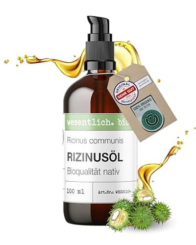 wesentlich. Rizinusöl BIO kaltgepresst 100ml | Vegan, Hexanfrei & Unraffiniert | Natürliche Pflege für Wimpern, Augenbrauen, Haut, Haare & Nägel