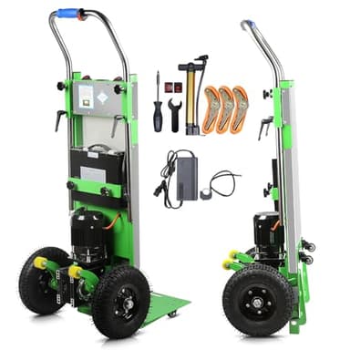 Afitdon 1250W Elektrische Sackkarre, Elektrischer Treppensteiger mit 900 lbs/408 kg Tragkraft, Treppen & Abstiege BewäLtigen, Schwere Treppensteiger mit Sicherheitsseil & Luftpumpe(Grün)