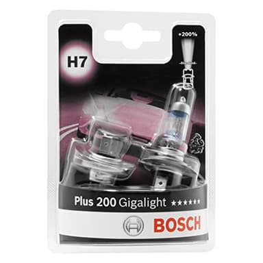 Bosch H7 Plus 200 Gigalight Halogen-Glühlampe für Auto-Scheinwerfer, 12 V 55 W, 200% mehr Licht - Lampensockel Typ PX26d - 2er-Pack Ersatz-Scheinwerferlampen