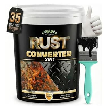 2-in-1 Rostumwandler & Metall Grundierung, 1L Schwarz Rostschutz Farbe für Metall, Ultra Auto Rostentferner & Versiegelung, Langlebige Rostschutzbeschichtung, Hitzebeständig - Rost Reparatur Set