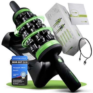 BlankFit® Massagegerät Ganzkörper NEU Faszienrolle elektrisch, Rollenmassagegerät, Anti Cellulite, 5 Geräte in 1 + Freihand-Station, Tiefengewebe, 5 Stufen, Faszien, Stoßwellentherapie