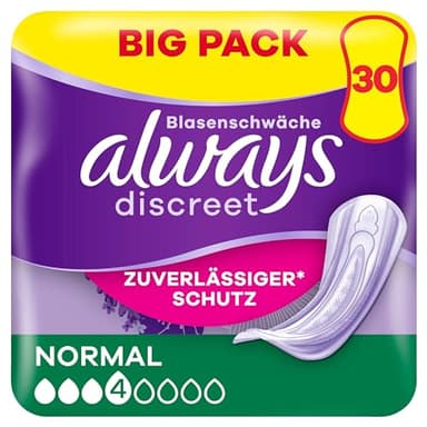 Always Discreet Inkontinenzeinlagen Für Frauen Normal 30 Stück Rundumschutz Unglaubliche Diskretion