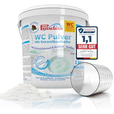 PASTACLEAN WC Schaum 1 kg – WC Reiniger mit Aktivschaum gegen Kalk & Urinstein, Extra starke Reinigung bis unter den Rand, mit Keramikaufheller - Made in Germany