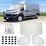Sonnenschutz Auto Frontscheibe Kompatibel mit FIAT Ducato Peugeot Boxer Citroën Jumper 2006-2024, 3 Stück Sonnenschutz Windschutzscheiben Schutz Satz mit Aufbewahrungstasche, 100% Okklusion