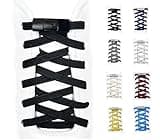GOODSALEOK Elastische Schnürsenkel Ohne Binden Schnellschnürsystem Schnürsenkel Geeignet für Sportschuhe Freizeitschuhe Wanderschuhe Unisex Schwarz