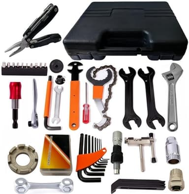 YBEKI Profi Fahrrad Werkzeug Set - Fahrrad Reparatur Werkzeugkoffer & Ratsche mit Hartkoffer | Kompatibel mit MTB/Rennrad/E-Bike | DIN-Zertifiziert (2 Jahre Garantie)