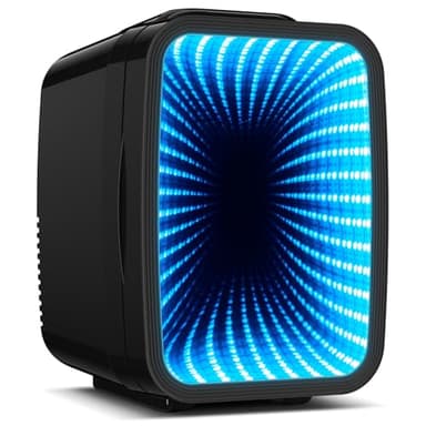 BEICHEN Mini Kühlschrank, 4L / 6 Dosen Leise Minikühlschrank, 7 RGB Lichtmodi, 2in1 Kühl- und Warmhaltefunktion für Getränke & Skincare, AC 220V / DC 12V, Mini Fridge für Gaming, Büro, Auto (Schwarz)