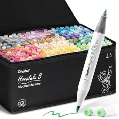 Ohuhu Alkohol Marker 320 Farben mit Pinsel & Feinspitze Alkoholbasiertes Künstlerset für Illustrationen & Ausmalen – Honolulu B – Nachfüllbar – AP-zertifiziert