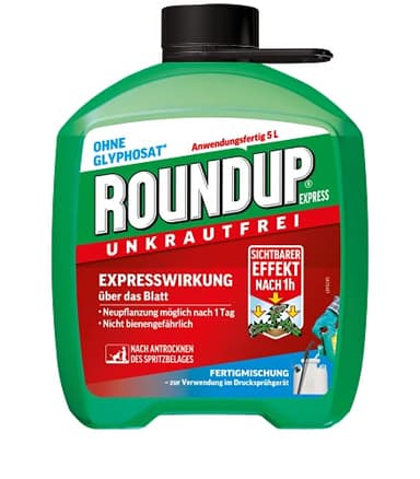 Roundup Unkrautfrei Express, 5 Liter Nachfüll-Kanister - Fertigmischung zur Bekämpfung von Unkräutern und Gräsern