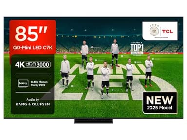 TCL 85C7K 85 Zoll QD-Mini LED Fernseher, 4K HDR Premium 3000, Smart Google TV mit 144Hz Motion Clarity Pro (Dolby Vision IQ & Atmos, CrystGlow HVA Panel)