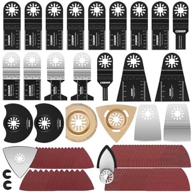 Sägeblätter Kit, CGBOOM 105 tlg aus Kohlenstoffstahl und Edelstahl Oszillierendes Zubehör Set Multifunktionswerkzeug für Fein Multimaster, Dremel, Bosch, Makita DTM51, Einhell
