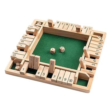 MplehDa Holz Brettspiel, 4-Spieler Shut The Box Spiel Würfelspiel Holz Mathematik Traditional Pub Board Würfelspiel Reisen 4 Spieler Great Family Brettspiele Urlaub unterhaltsames Spiel