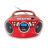 Karcher RR 5042-R tragbares CD Radio/Boombox mit CD-Player und Kassettenspieler (UKW, Batterie-/Netzbetrieb, AUX-In) rot