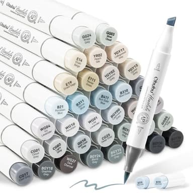 Ohuhu Marker Stifte Set, Greytone Pinsel Marker Stift Doppelseitige Farbspitz Chisel Alkoholmarker für Comics Manga Pinsel Tip zum Skizzieren Kalligraphieren Zeichnen, Honolulu Series