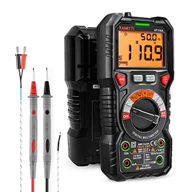 KAIWEETS Digital Multimeter mit LED-Buchsen, Strommessgerät True RMS Auto-Range 6000 Zähler, misst Spannung,Kapazität, Temperatur, Widerstand für Elektriker