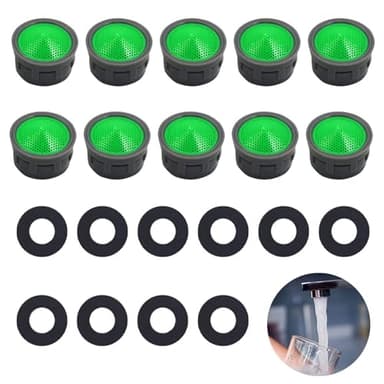 Dreamil Wasserhahn Belüfter 10 Stück Strahlregler Wasserhahn Sieb mit Dichtung und ABS-Filter Mischdüse Luftsprudler Wasserspareinsatz Ersatzteile für Bad Küche