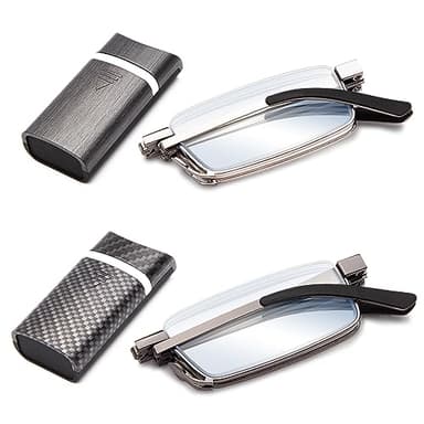 Amorays 2 Paar Faltbare metal Lesebrille Mini Tragbare Lesebrillen with Hartschalen-Etui Anti-Blaulicht für Damen und Herren 1166(Dunkelgrau+Hellgrau,+2.00