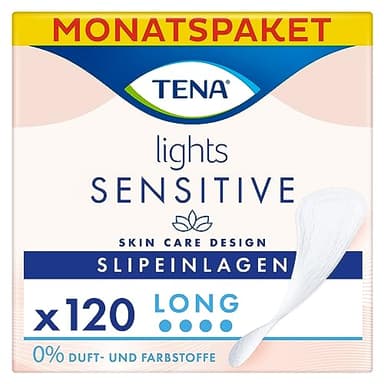 TENA Lights Long Liner, 120 Inkontinenzeinlagen (20 x 6 Packungen) für Frauen mit empfindlicher Haut, atmungsaktives und geruchsneutrales Innenfutter für leichte Blasenschwäche und Inkontinenz