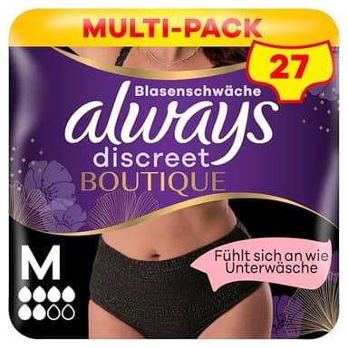 Always Discreet Boutique Inkontinenz-Höschen Plus Schwarz, Frauen, M, 9 Höschen, Fühlt Sich An Wie Unterwäsche, Super Saugfähig, Das Design Schmiegt Sich Ihrem Körper An für Eine Angenehme Passform