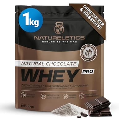 NATURELETICS PREMIUM WHEY ISOLAT SCHOKO, Laktosefrei, Fettarm, ohne Süßstoffe, ohne Zuckerzusatz, von grasgefütterten Kühen aus natürlicher Weidehaltung