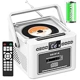 Boombox CD Player tragbar, CD-Player mit Kassettenspieler,UKW-Radio mit cd Player, 5000mAh wiederaufladbarer Akku,Fernbedienung, USB/AUX/MP3/TF-Karten-Wiedergabe/3,5mm-Kopfhörer für Zuhause