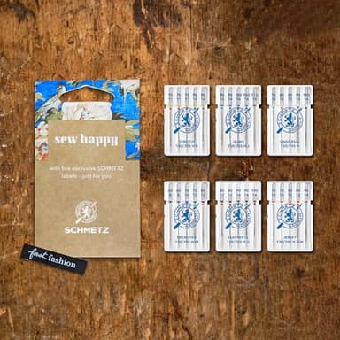 SCHMETZ | 30 Nähmaschinennadeln | Maxi Starter Set | für die gängigsten Materialien | Sortierungen | Inklusive 5 Labels