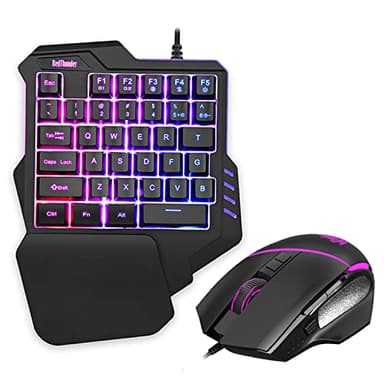 RedThunder Einhand Gaming Tastatur und Maus Set, Combo mit RGB-Hinterleuchtet, Ergonomische Mini Tastatur mit 35 Tasten, Optische Maus mit 6400 DPI für PC PS5 Gamer
