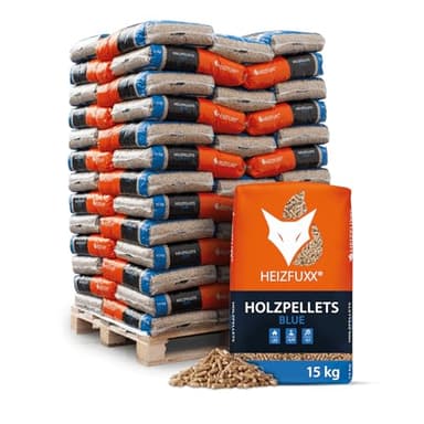 Holzpellets Blue Palette 975 kg (65 x 15 kg) - 6mm Weichholz Pellets mit hohem Heizwert & geringem Ascheanteil - Premium Heizpellets als Sackware für Feuerrohr, Kamin, Ofen oder Grill