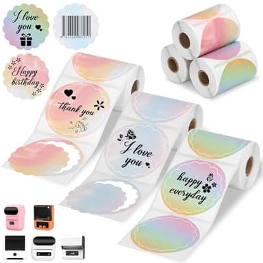 Thermo-Etiketten für Phomemo M220 M200 M221 M110 Etikettendrucker, Thermodruckerpapier mit 50 x 50 mm, Mini-Thermodrucker-Aufkleberpapier für Fototagebuch, Notizen, Memo, 3 Rollen