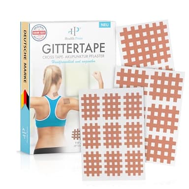 Health Press Gittertape Cross Tape – Größe Typ Mix 134 Stück – Gitterpflaster zur Akupressur – Akupunkturpflaster mit ausführlicher E-Book Anleitung zum Download – Akupressur Pflaster