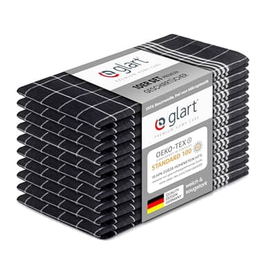 Glart 48GI2 10er Set Geschirrtücher Küchentücher, 50x70 cm, 100% Baumwolle Oeko-TEX Standard 100, grau, fusselfrei, vorgewaschen, Tücher für Küche und Abwasch