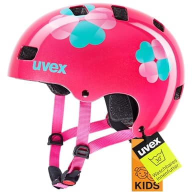 uvex Kid 3 - robuster Fahrradhelm für Kinder - individuelle Größenanpassung - waschbare Innenausstattung - pink Flower - 55-58 cm