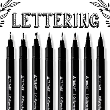Tritart Handlettering Stifte - Kalligraphie Set inkl. 8 Kalligraphie Stifte - Versch. Stiftspitzen - 8x Kaligraphiestift Brushpen - Schönschreibstift - Fineliner und Malstifte in Schwarz