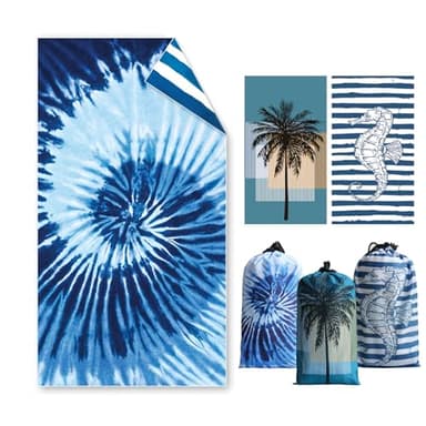 Asbtos Strandtuch Groß, 180 x 100 cm Doppelseitig Strandhandtuch, Schnell Trocknendes, Weiches, Leichtes, Pflegeleicht, Sandfreies Microfaser Handtücher für Reise Urlaub Schwimmen Camping (Wirbel)