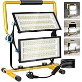 LED Baustrahler 200W 6500K Arbeitsleuchte 22000lumen Einstellbare Richtung Arbeitsscheinwerfer mit Stecker IP66 Wasserdicht Bauscheinwerfer mit 3M Kabel für Werkstatt, Baustelle Garage
