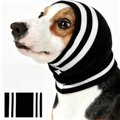 EASY JOY Ohrenschutz Hund & Gehörschutz für Hunde, Weicher Strick-Schutz für Wärme im Winter, Elastische Ohrenabdeckung gegen Schmutz, Für ruhigeres Verhalten bei Lärm, Schwarz, L