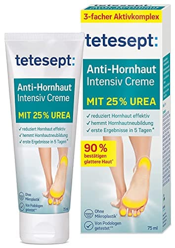 tetesept med foot care Anti-Hornhaut Urea Creme – 1 x 75 ml – Fußcreme mit Hydro-Lipid Komplex und 25% Urea – Fußsalbe zur effektiven, sichtbaren Reduktion von Hornhaut