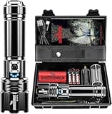 Shadowhawk Taschenlampe Led 500000 Lumen, Extrem Hell Taschenlampe USB Aufladbar Taktische Taschenlampen Mit holster XHP70.2, IP67 Wasserdicht 5 Lichtmodi für Camping Wandern Notfälle