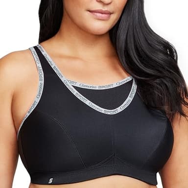 Große Größen Plusgröße Bustier Sport-BH mit bestem Halt ohne Bügel Nr. 1066, Schwarz, 100H