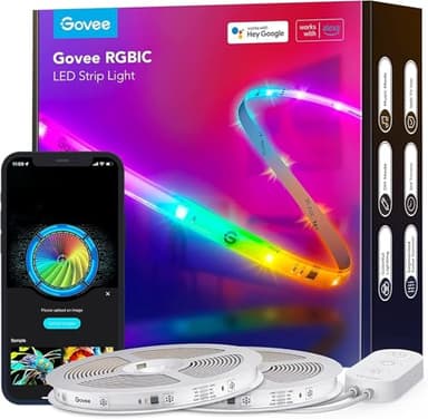 Govee LED Strip RGBIC Pro 20m, Smart LED Streifen Funktioniert mit Alexa und Google Assistant, Beschichtes Lichtband Lichterkette LED Leiste Sync mit Musik, App-Steuerung, 2 Rollen Streifen von 10M