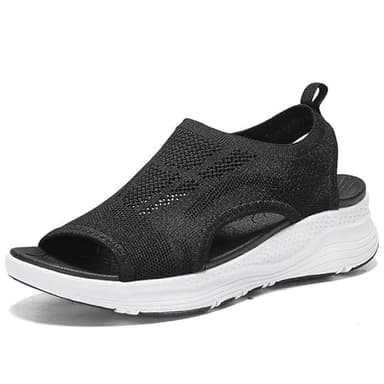 ziitop Sandalen Damen Sommer Bequem Waschbare Slingback Orthopädische Slide Sport Sandalen mit Weiche Fussbett Outdoor Wassersandalen Casual Strick Sandalen Plateau Sandalen