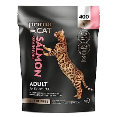 PrimaCat - Getreidefreies Trockenfutter für ausgewachsene Katzen, Geschmacksrichtung Lachs, 400 g