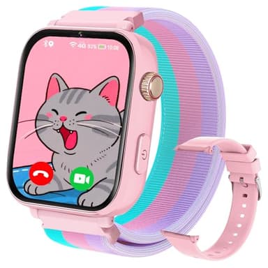Alutoria Armbanduhr Kinder 4G, Uhr Kinder mit Videoanruf und Telefon, WiFi/GPS/LBS Tracker/SMS Empfangen SOS Schulmodus Wecker, Kindergeschenke, Kids Smart Uhr für ab 4 Jahren, Fuchsia