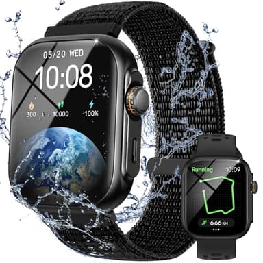Parsonver Smartwatch Herren Damen mit Telefonfunktion, Fitnessuhr mit GPS, 3 ATM wasserdichte für Schwimmen, Fitness Watch mit 100+ Sportmodi, Herzfrequenz, Schlafen, für Android/iOS, Schwarz