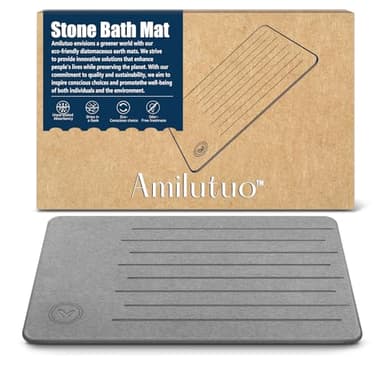 Amilutuo Badematte Stein, Diatomite Stone Bath Mat, rutschfeste Stein Badematte Schnelltrocknend, Werten Sie Ihr Badezimmer mit Dieser Saugfähigen Bathroom Mat (Linie Graphit)