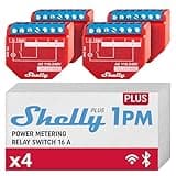 Shelly Plus 1PM | WLAN & Bluetooth Relais Schalter mit Strommessung | Smart Home | Lichtsteuerung | Funktioniert mit Alexa & Google Home | iOS- & Android-App | Kein Hub erforderlich (4 Pack)
