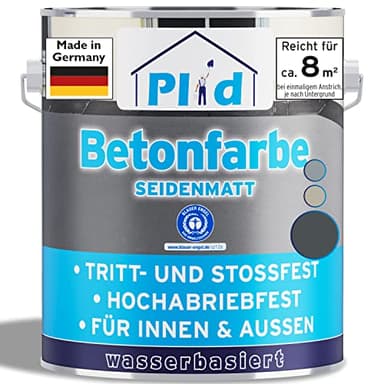 Plid® Betonfarbe Innen & Außen Frostsicher Anthrazitgrau 0,75L - Flüssigkunststoff Bodenbeschichtung - Kellerboden - Bodenfarbe für Keller, Zement, Mauerwerk & Holz - Made in Germany