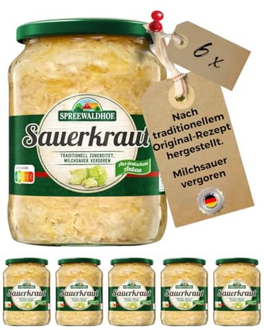 6x Sauerkraut Traditionell milchsauer vergoren und schonend pasteurisiert Marke: Spreewaldhof 650g (3,9 kg) - heimischer Anbau