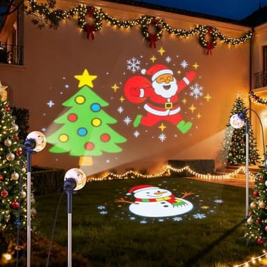 Ciskotu Projektor Weihnachten Aussen,Schneemann,Weihnachtsmann,Weihnachtsbaum Projektor,Wasserdicht Weihnachtsbeleuchtung außen für Garten Fenster Wand Hof Party Weihnachtsdeko