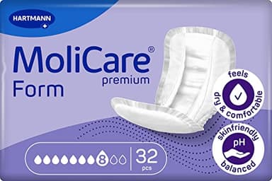 Molicare Premium Form 8 Tropfen, für schwere Inkontinenz: maximale Sicherheit, extra Auslaufschutz und Diskretion für Frauen und Männer, zu verwenden mit MoliCare Premium Fixpants, 32 Stück